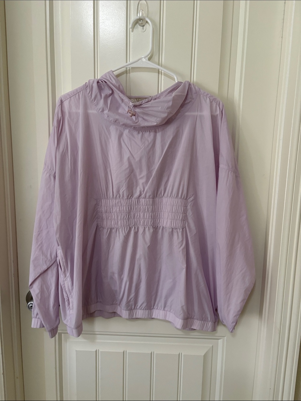 Athleta Dispatch Anorak Light Lavender Hooded Windbreaker Pullover Jacket